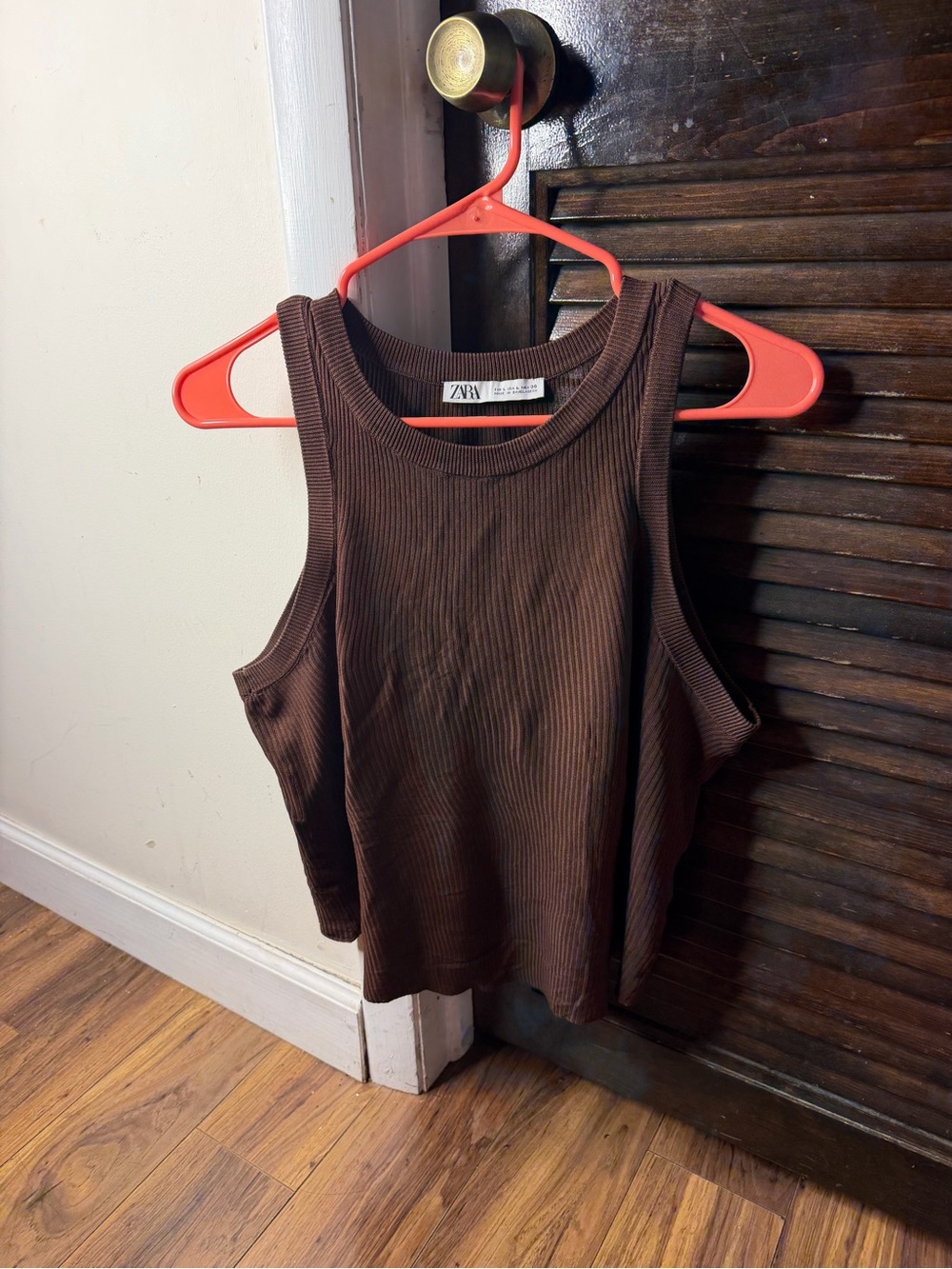 ZARA Chocolate Brown Ribbed Tank Top